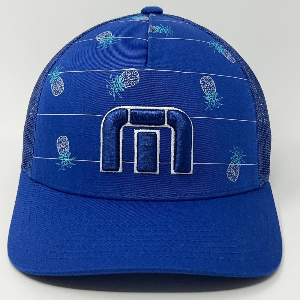 Travis Mathew Pineapple Trucker Hat Baseball Cap Golfer Golfing Snapback Blue